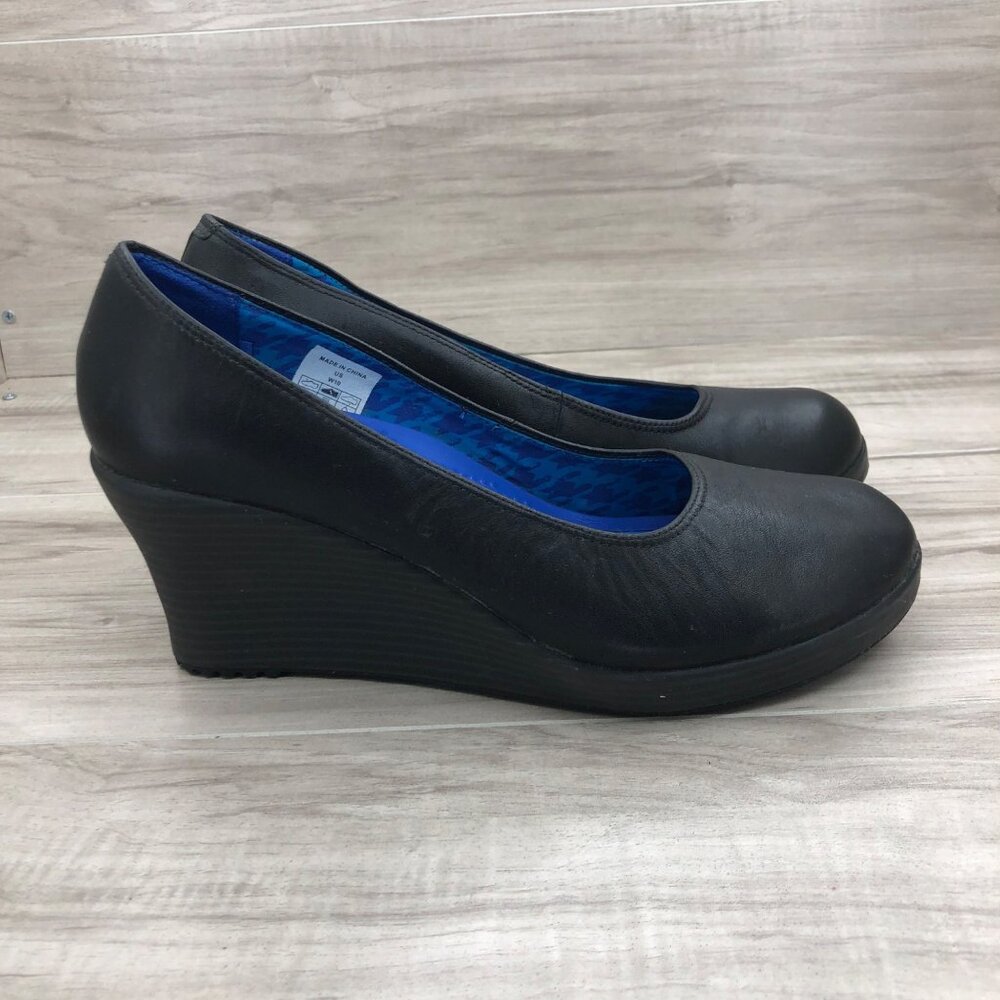 CROCS Black Wedges with Blue Interior